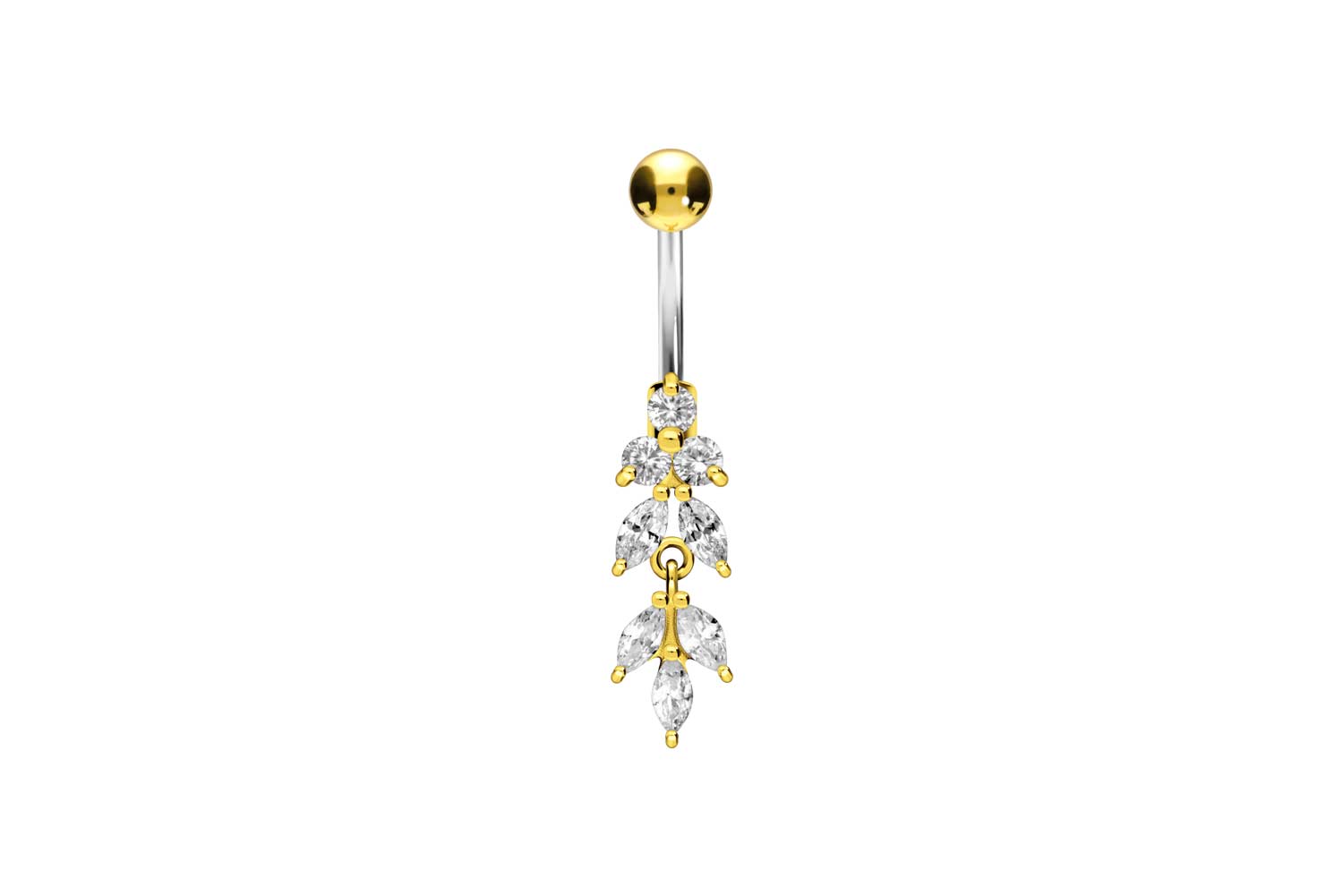 Titan Bananabell Piercing mit 925er Silber-Design BLÄTTER